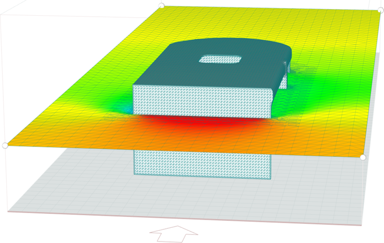Druckfeld in horizontaler Slicer-Ebene (XY)